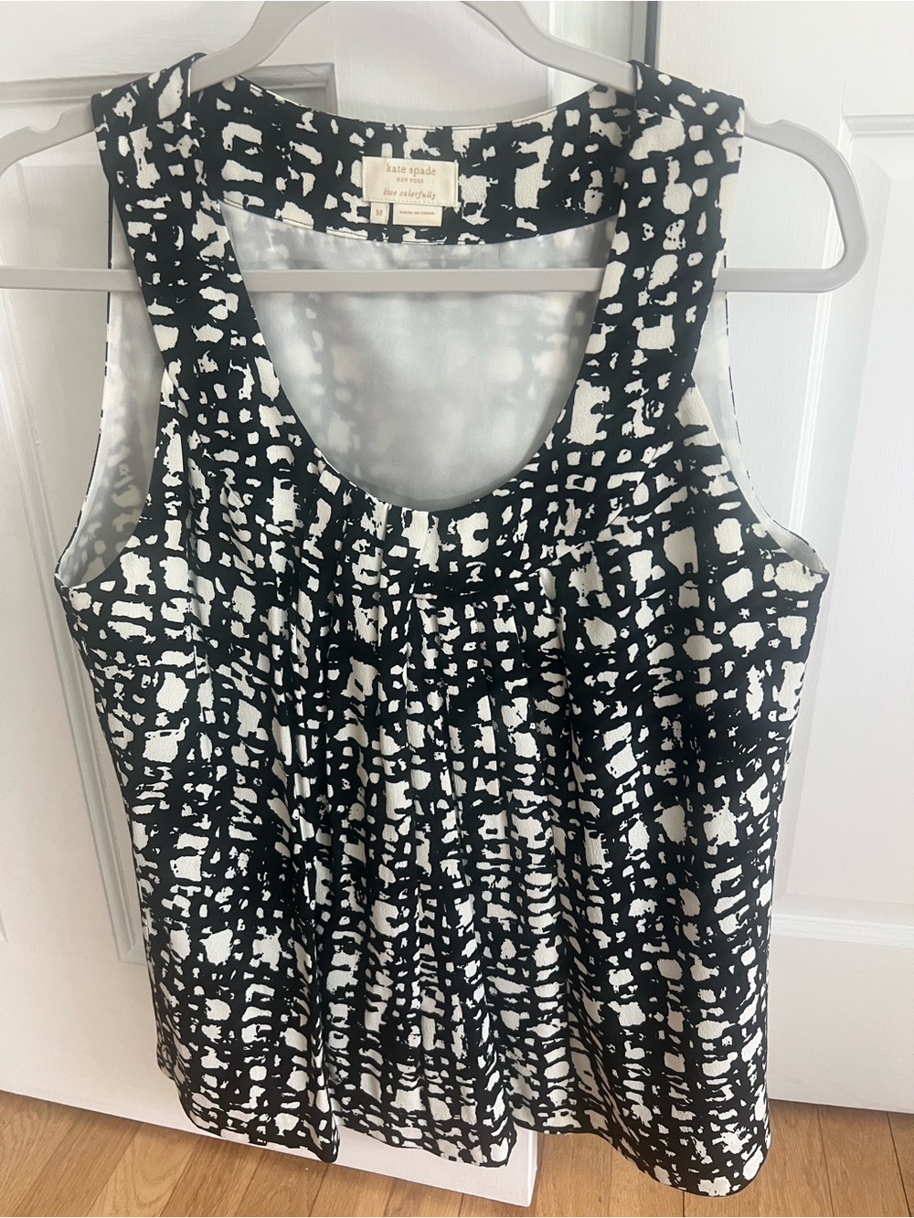 kate spade Black and White Abstract Sleeveless Top